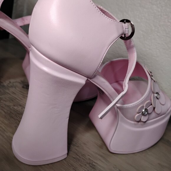 Dolls Kill | Sugar Thrillz | Power Play Peep Toe Heels | Pink | W Size 10 - Picture 9 of 12